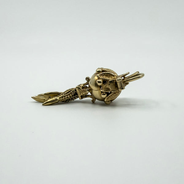 Vintage 9ct Gold Albertina Tassel Padlock Charm 375 Birmingham 1994
