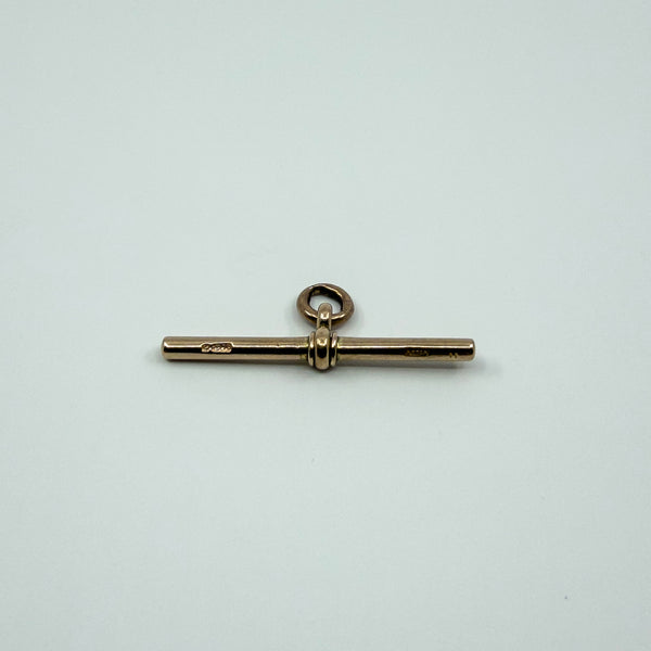 Large 9ct Rose Gold T Bar Charm Pendant 375