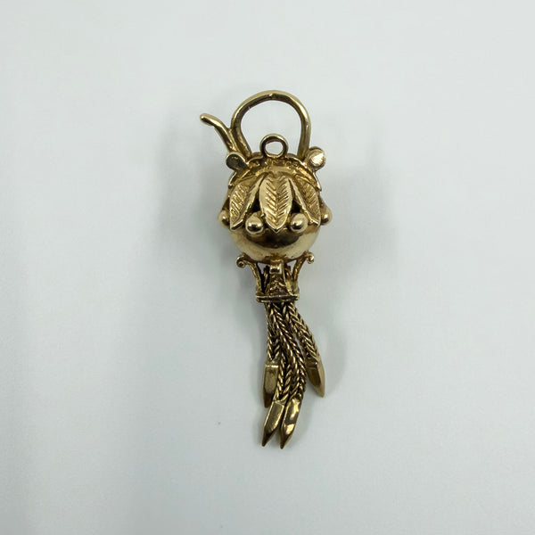 Vintage 9ct Gold Albertina Tassel Padlock Charm 375 Birmingham 1994