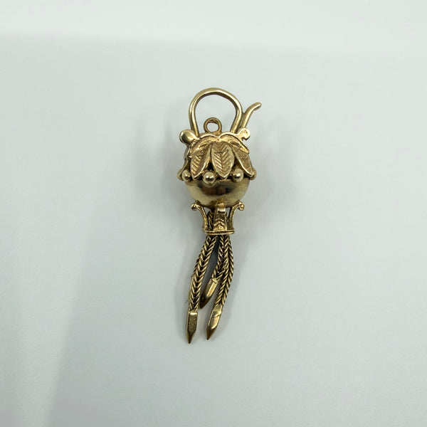 Vintage 9ct Gold Albertina Tassel Padlock Charm 375 Birmingham 1994