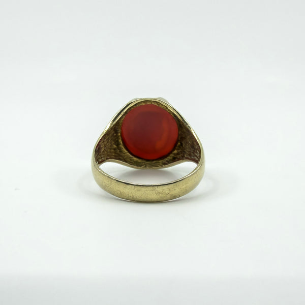 Vintage 9ct Gold Carnelian Intaglio Signet Ring 375 Size U - V