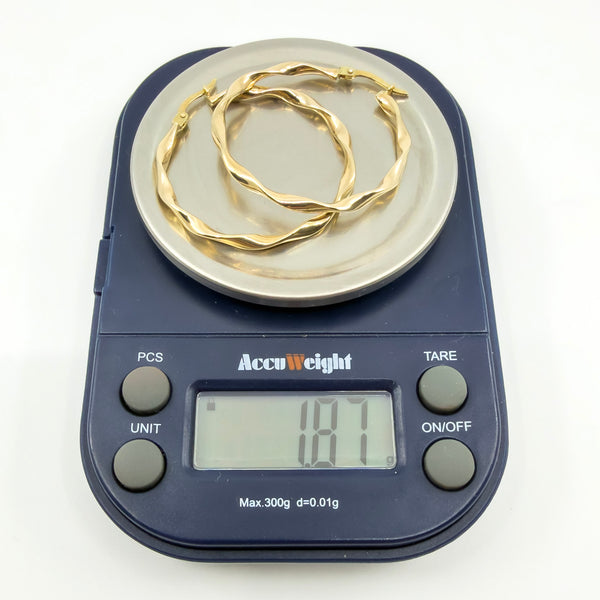 Large Twisted 9ct Gold Hoop Earrings 375