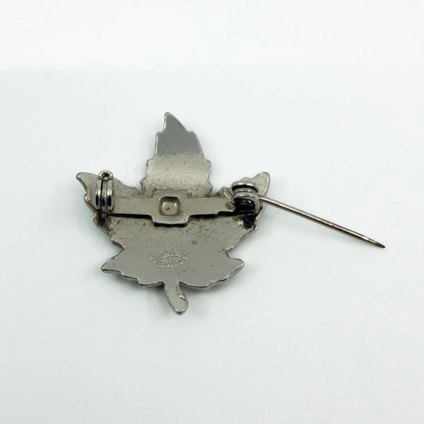 Vintage Sterling Silver Enamel Canada Maple Leaf Brooch