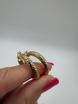 Vintage 9ct Gold Chunky Twisted Hoop Earrings 1991