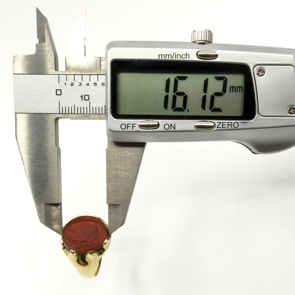 Vintage 9ct Gold Carnelian Intaglio Signet Ring 375 Size U - V