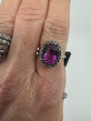 Art Deco 14ct Gold Synthetic Sapphire Diamond Ring Size O