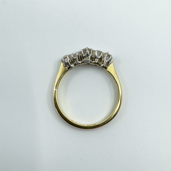 Antique 18ct Gold 0.50ct Diamond 5x Stone Ring 750 Size K