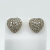 Vintage 9ct Pave Diamond Puffy Heart Stud Earrings 375