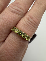 Vintage 9ct Yellow Gold 5x Stone 0.85ct Peridot Ring / Band 375 Size N Birm 2005