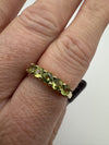 Vintage 9ct Yellow Gold 5x Stone 0.85ct Peridot Ring / Band 375 Size N Birm 2005