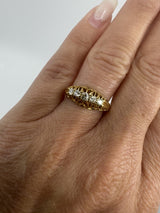 Antique 18ct Gold 0.32ct Diamond Boat Ring 750 Size N (Birm 1914)