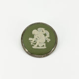 Vintage Sterling Silver Wedgewood Cupid Cherub Jasper Ware Cameo Brooch 925