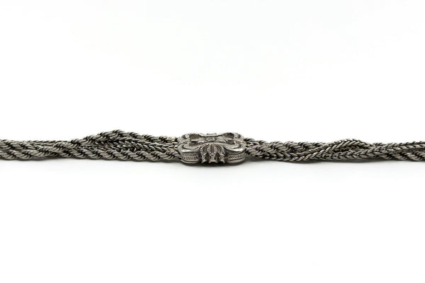 Antique Victorian Sterling Silver 8.5" Albertina Chain & T-Bar Pendant 925