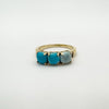 Unusual Diamond & Blue Stone Trilogy Ring in Sterling Silver 925 Size L - M