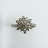 Vintage 9ct White Gold Diamond Cluster Ring Size M - N