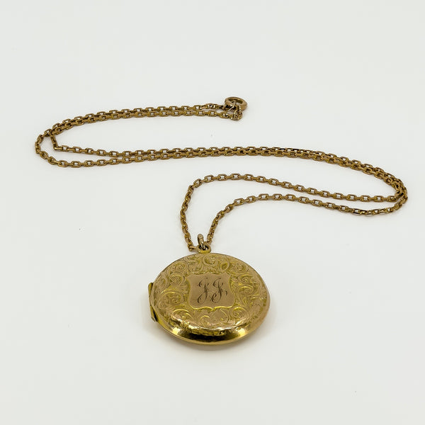 Large Antique 9ct Rose Gold Photo Locket & 19" Chain 375 (Birm 1886)
