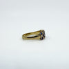 Antique Art Deco 18ct Gold Sapphire & Old Cut Diamond Half Hoop Ring 750 Size P