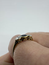 Vintage 18ct Gold 1.10ct Diamond & Sapphire Trilogy Ring 750 Size P