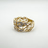 Vermeil Diamond Floral Band Leaf Ring in Sterling Silver 925 Size R - S Eternity