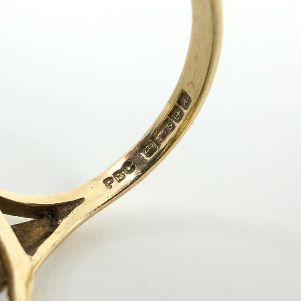 Vintage 9ct Gold Engraved Secret Locket Ring 375 Size O (Birmingham 1975)