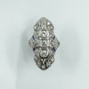 Antique / Art Deco Platinum Diamond & Sapphire Trilogy Navette Ring Size M