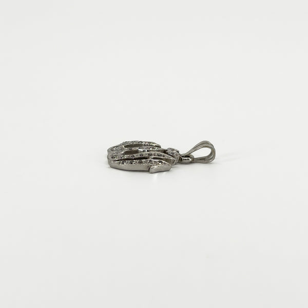 18ct White Gold Diamond Arabic Allah / God Pendant Charm 750