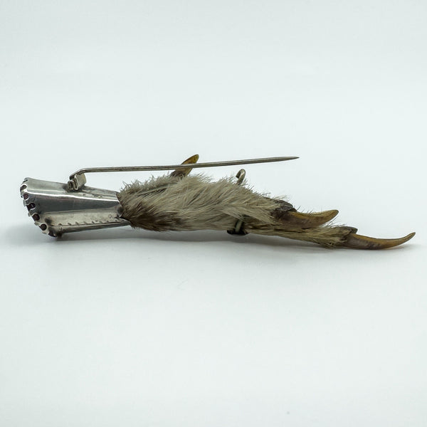 Victorian Sterling Silver Amethyst Lucky Grouse Foot Brooch 925