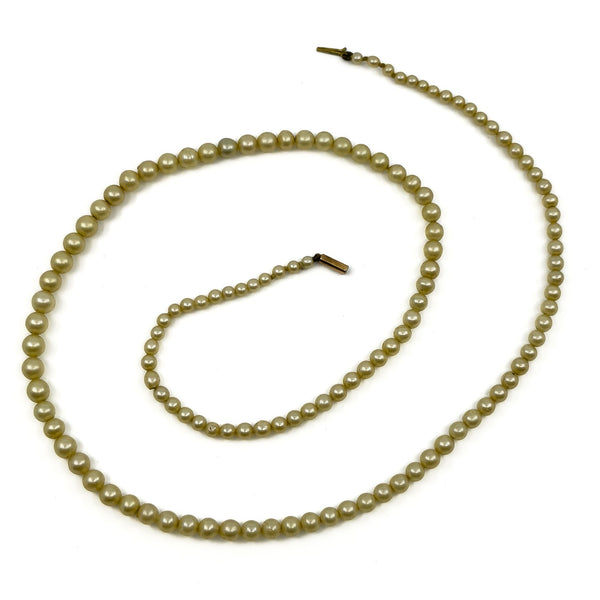 Vintage 9ct Rose Gold Graduated Cultured Pearl 23” Necklace 375