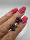 New Oxidised Sterling Silver Ruby Floral Leaf Stud Earrings