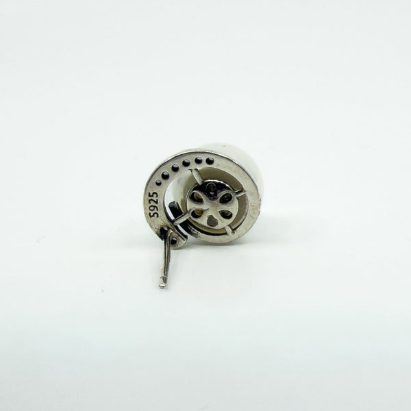 New & Unworn Chunky Sterling Silver White Pearl & CZ Stud Earrings 925