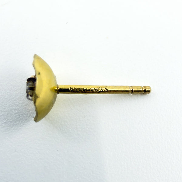 Vintage 9ct Gold Tiny Diamond Solitaire Stud Earrings 375 (1978)