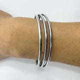 Vintage Sterling Silver Chunky Oval Trilogy Torque Bangle / Bracelet 925 29g
