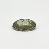 Vintage Sterling Silver Wedgewood Green Jasper Ware Cameo Brooch 925