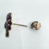 New Oxidised Sterling Silver Ruby Floral Leaf Stud Earrings
