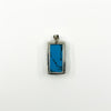 Large Chunky Sterling Silver Modernist Blue Turquoise Pendant 925