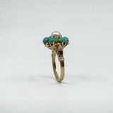 Antique 14ct Gold Pearl & Turquoise Ring Size L 