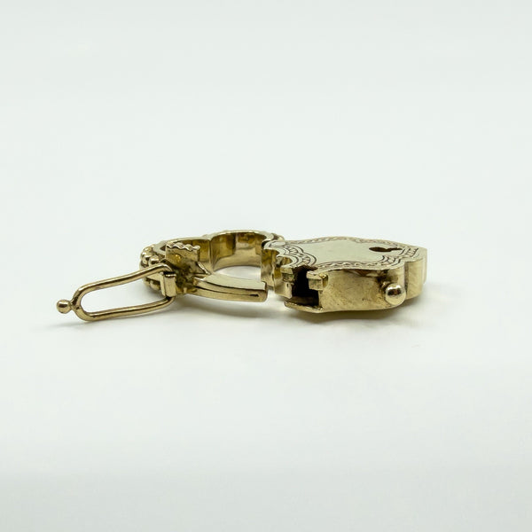 Chunky Vintage 9ct Gold Heart & Sheild Lock Padlock Pendant Charm 375 Birm 1995