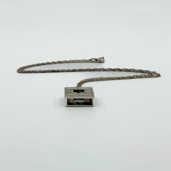 Vintage Sterling Silver Mother of Pearl Pendant & 18" Chain 925 by Kit Heath