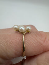 Vintage 9ct Gold 4x Pearl Ring 375 Size P