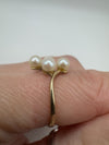 Vintage 9ct Gold 4x Pearl Ring 375 Size P