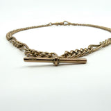 Antique 9ct Rose Gold 17.” Albert Chain Necklace Double Dog Clip T-Bar Charm 375