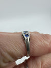 Vintage Sterling Silver Blue & White Paste Boat Ring 925 Size M - N