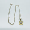 Modernist Square CZ Pendant & 18” Chain / Necklace 925