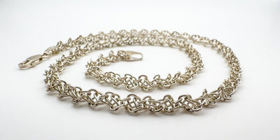 Twisted Links Matching Bracelet & 18” Necklace Set in Sterling Silver 925