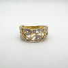 Vermeil Diamond Floral Band Leaf Ring in Sterling Silver 925 Size R - S Eternity