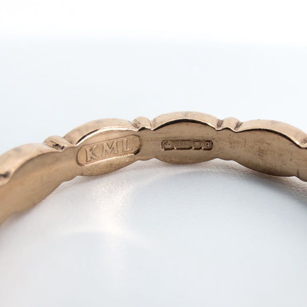 9ct Rose Gold Oval Links Full Band / Ring 375 Size N (London 2015)