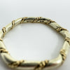 9ct White & Yellow Gold Two Tone Twisted Hexagonal Full Band Ring 375 Size L - M
