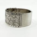 Wide Antique 1885 Victorian Sterling Silver & Gold Engraved Floral Bangle 925
