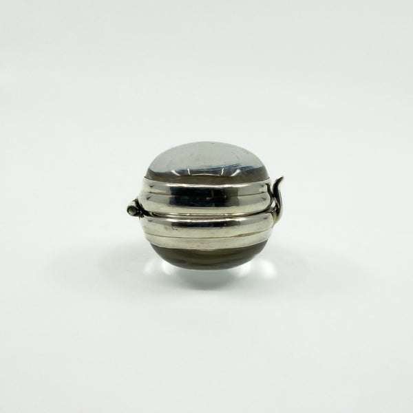 Large Chunky Sterling Silver Oval Double Sided Glass Orb Photo Locket 925