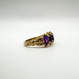 Vintage 9ct Gold 0.50ct Amethyst Half Hoop Band Ring Size L - M 3.7g 1972